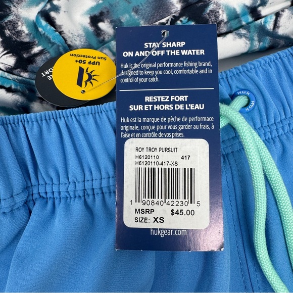 Huk Pursuit Volley Quick-Dry Fishing Shorts Quiet Harbor Blue & Long Sleeve Top - Picture 5 of 14